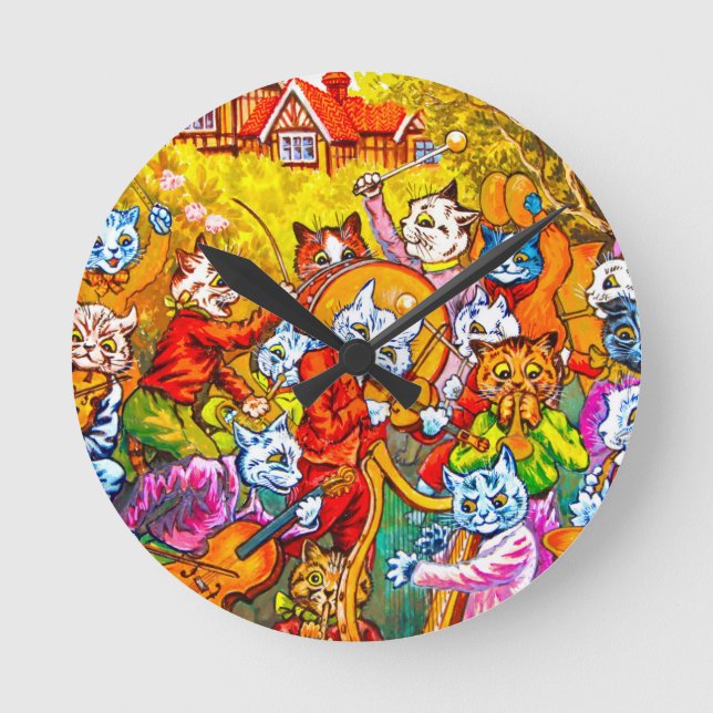 Cat Musical Band Round Clock (Front)