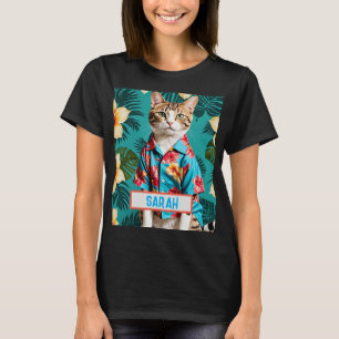 Cat name Hawaiian shirt Sticker, cat lover,