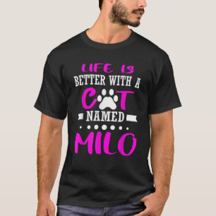 Cat Named Milo Funny Cut Cat Mum Dad Owner Christm T-Shirt
