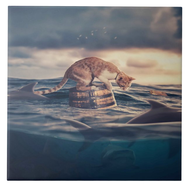 Cat Nap Dream or Nightmare Ceramic Tile (Front)