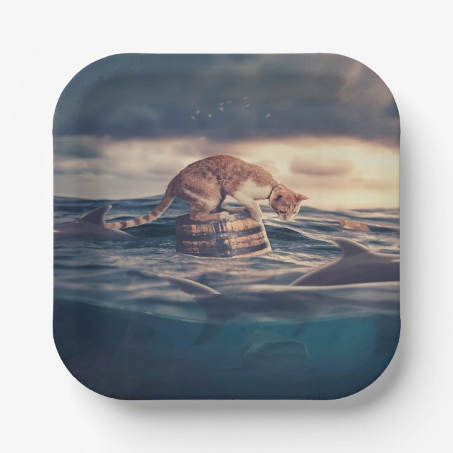 Cat Nap Dream or Nightmare Paper Plate (Front)