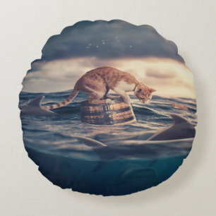 Cat Nap Dream or Nightmare Round Cushion