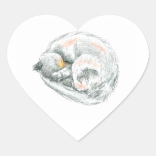 Cat Nap Heart Sticker