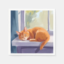 Cat Nap | Orange Kitten Watercolor Pet