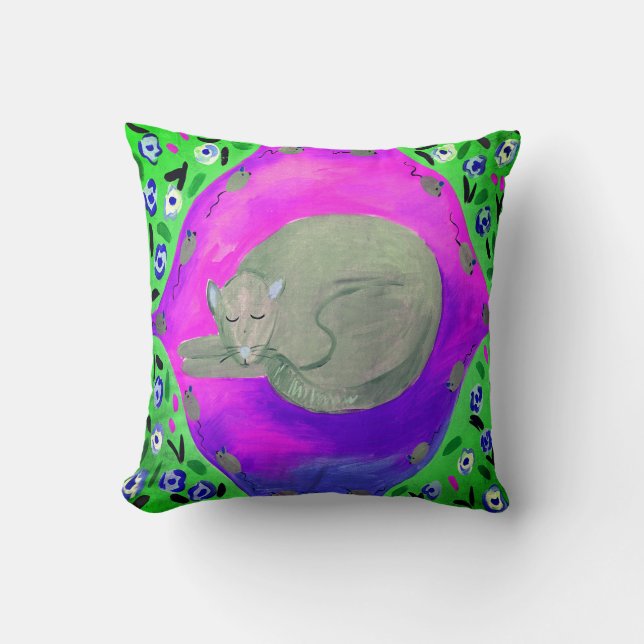Cat Nap Throw Pillow (Front)