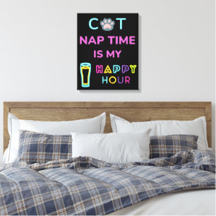 cat nap time is my happy hour canvas print