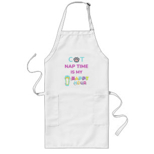 cat nap time is my happy hour long apron