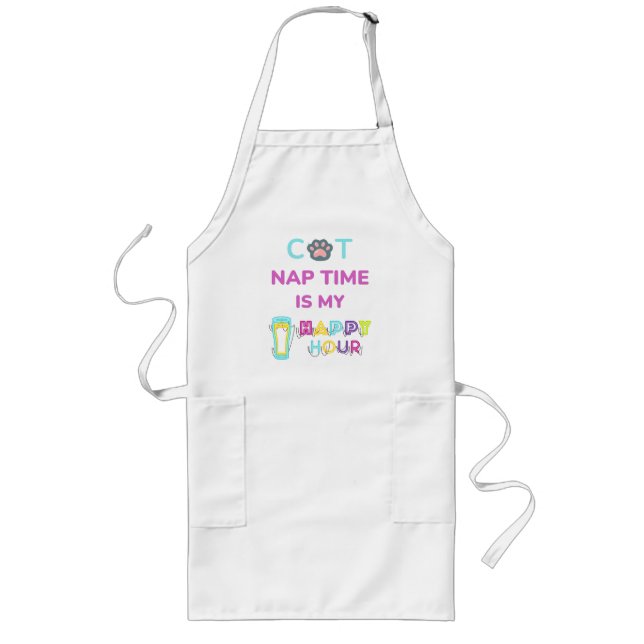 cat nap time is my happy hour long apron (Front)