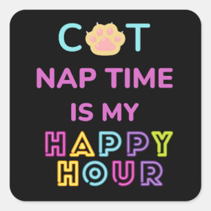 CAT NAp TIME Square Sticker