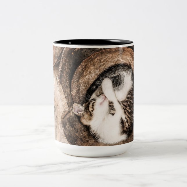Cat Nap Two-Tone Coffee Mug (Center)