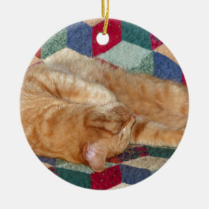 Cat Napping Ceramic Ornament