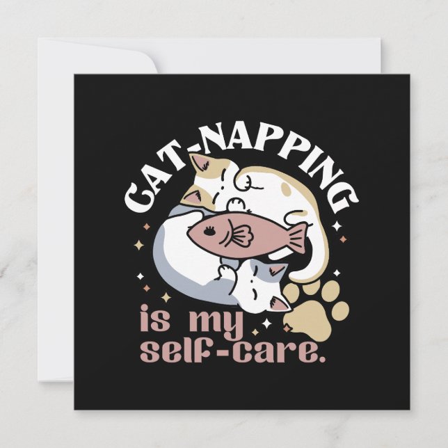 Cat-Napping Is My Self-Care Cute Cat Quote Holiday Card (Front)