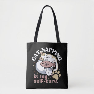 Cat-Napping Is My Self-Care Cute Cat Quote Tote Bag