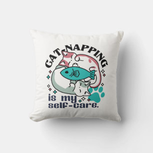 Cat-Napping Is My Self-Care: Cute Sleepy Cats Cushion