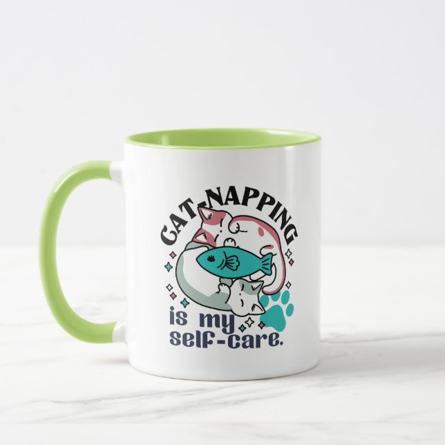 Cat-Napping Is My Self-Care: Cute Sleepy Cats Mug (Left)