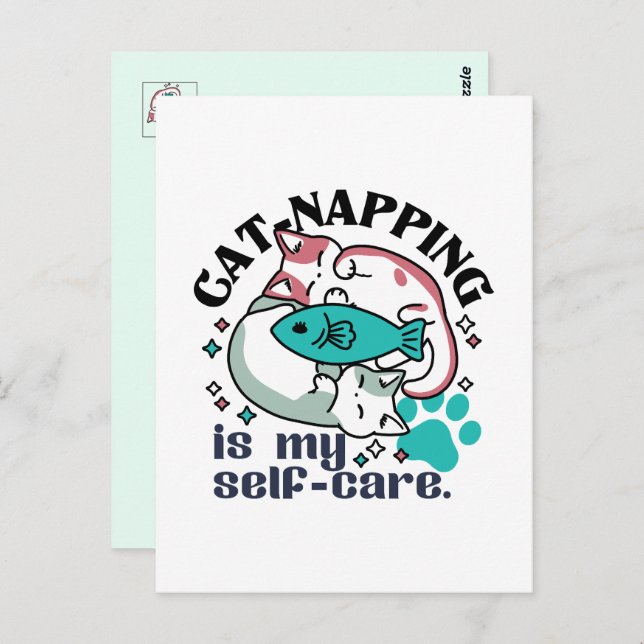 Cat-Napping Is My Self-Care: Cute Sleepy Cats Postcard (Front/Back)
