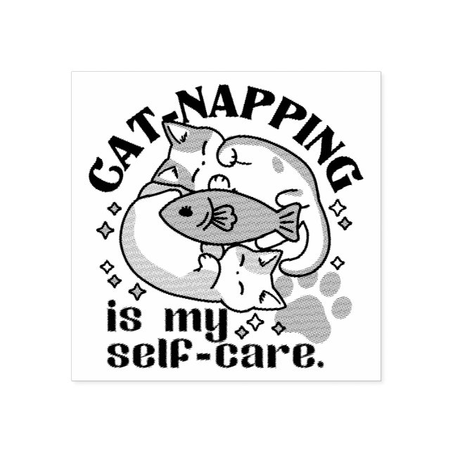 Cat-Napping Is My Self-Care: Cute Sleepy Cats Rubber Stamp (Imprint)