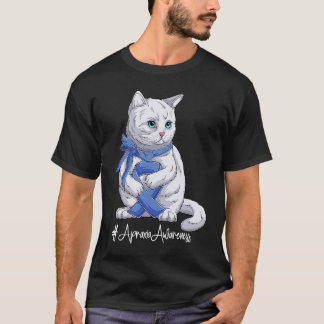 Cat National Apraxia Awareness Month Blue Ribbon T-Shirt