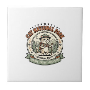 Cat National Park Cat National Park Poster Cat Vin Ceramic Tile