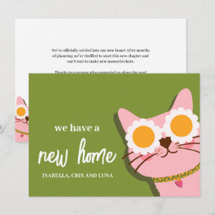 Cat New House Moving Announcement Card