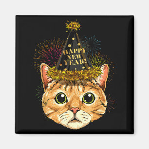 Cat New Year Shirt 2024 Happy New Years Eve Nye Fi Magnet