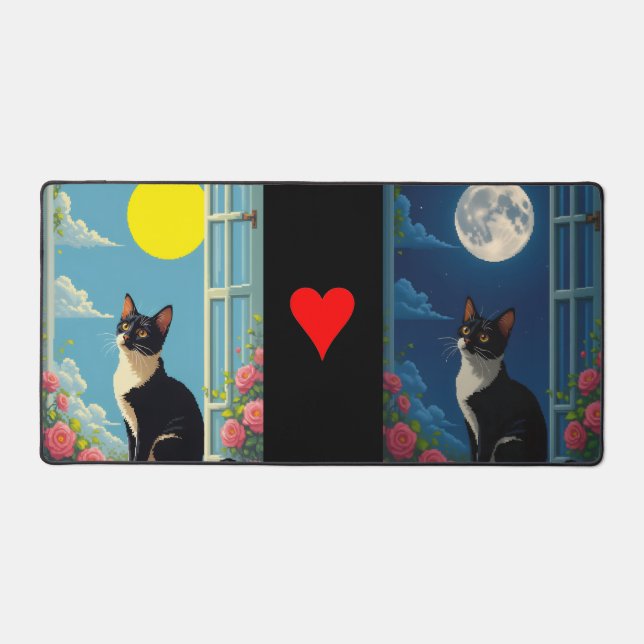 Cat Night & Day SkinDesk Mat (Front)