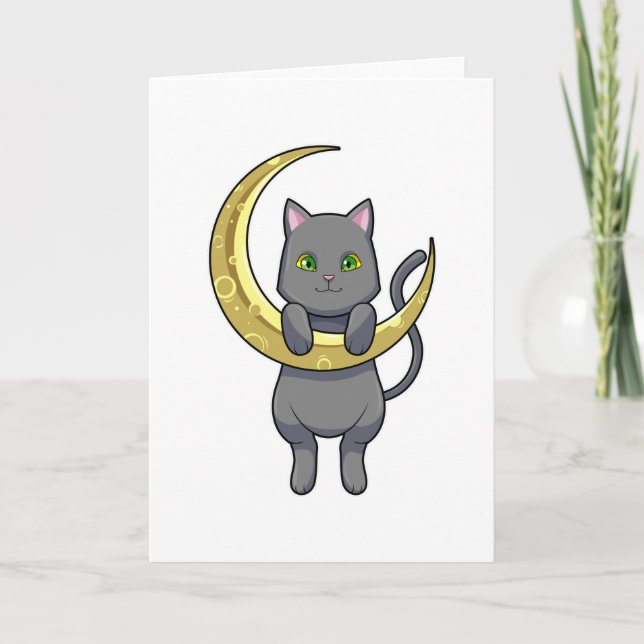 Cat Night Moon Card (Front)