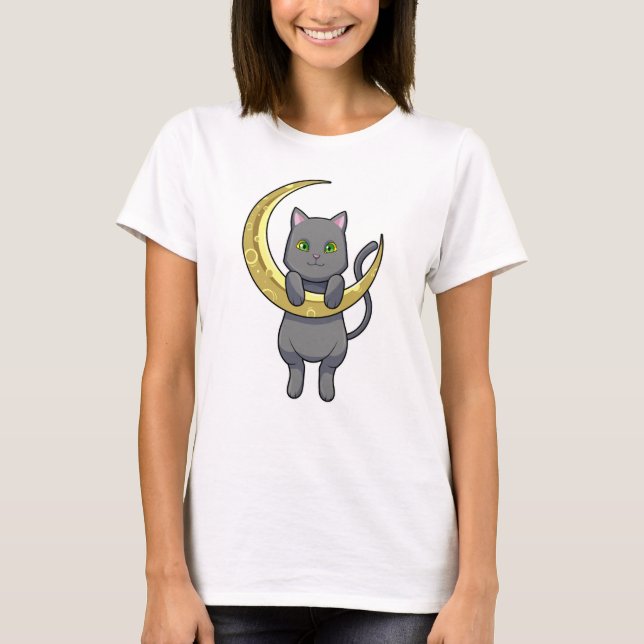 Cat Night Moon T-Shirt (Front)