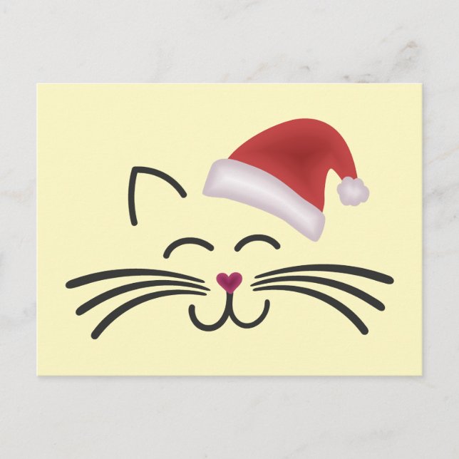 cat Nikolaus Mütze Cat Santa Hat Postcard (Front)