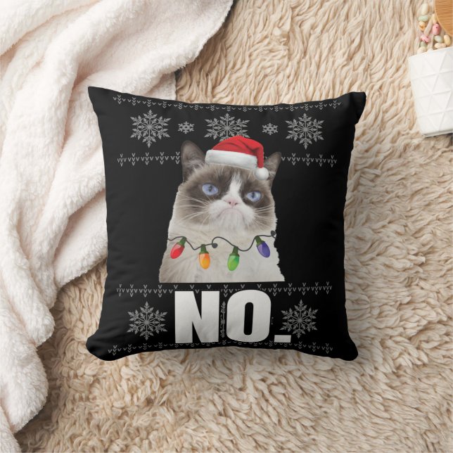 Cat No Grumpy Xmas Cats No Ugly Christmas Gifts Cushion (Blanket)