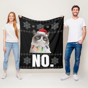 Cat No Grumpy Xmas Cats No Ugly Christmas Gifts Fleece Blanket