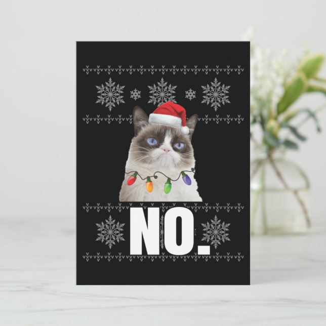 Cat No Grumpy Xmas Cats No Ugly Christmas Gifts Invitation (Standing Front)
