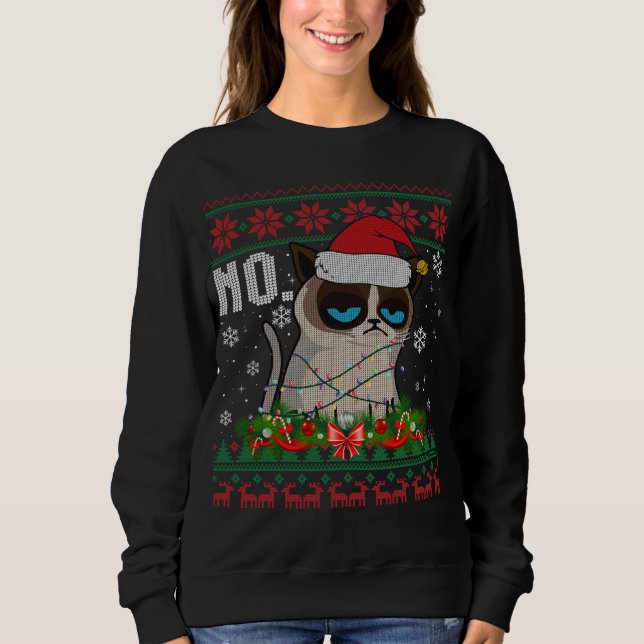 Cat No Grumpy Xmas Cats No Ugly Christmas Sweater (Front)