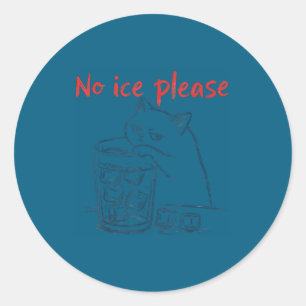Cat no ice please classic round sticker