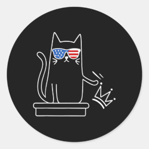Cat No Kings in America Funny Political Cat Lady Classic Round Sticker