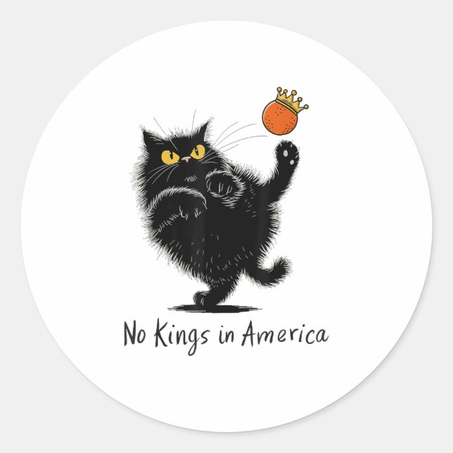 Cat No Kings In America We The People Political Classic Round Sticker (Front)