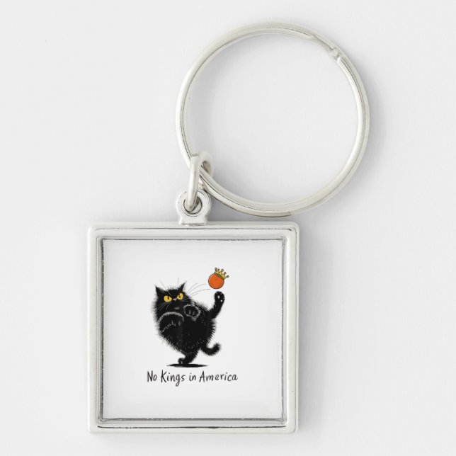 Cat No Kings In America We The People Political Key Ring (Front)