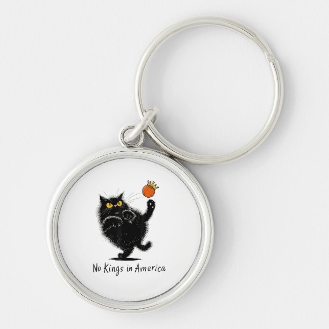 Cat No Kings In America We The People Political Key Ring (Front)