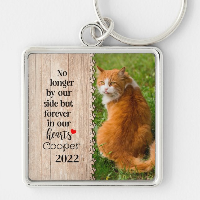 Cat No Longer By Our Side But Forever In Our Heart Key Ring (Front)