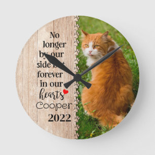 Cat No Longer By Our Side But Forever In Our Heart Round Clock