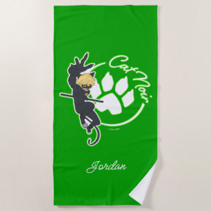 Cat Noir Badge Beach Towel