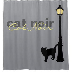 Cat Noir Cat Silhouette Shower Curtain