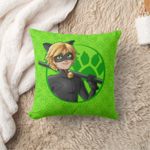 Cat Noir Green Badge Cushion