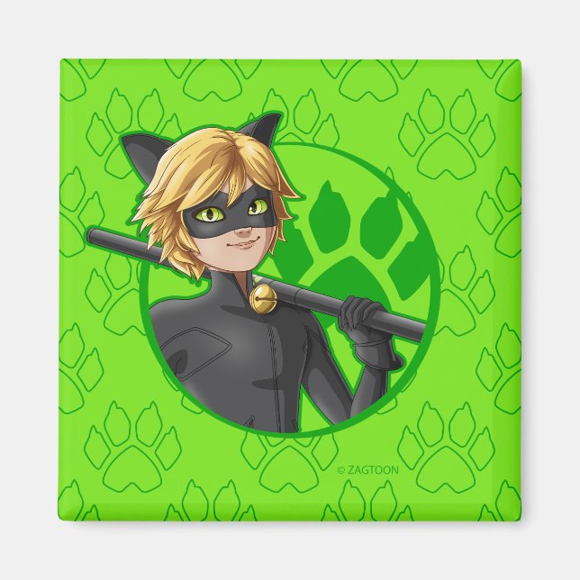 Cat Noir Green Badge Magnet (Front)