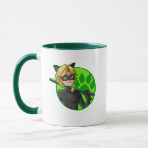 Cat Noir Green Badge Mug