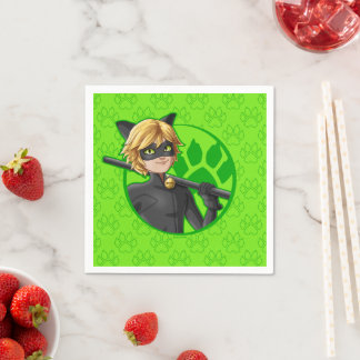 Cat Noir Green Badge Napkin