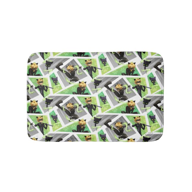 Cat Noir & Plagg Pattern Bath Mat (Front)