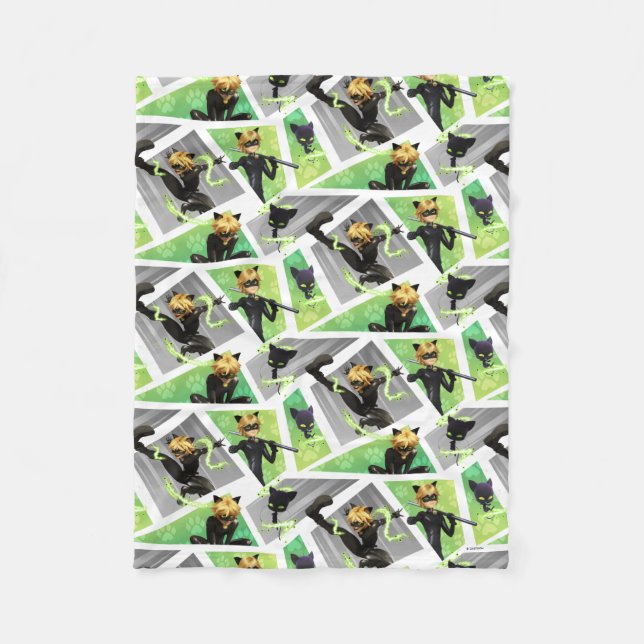 Cat Noir & Plagg Pattern Fleece Blanket (Front)