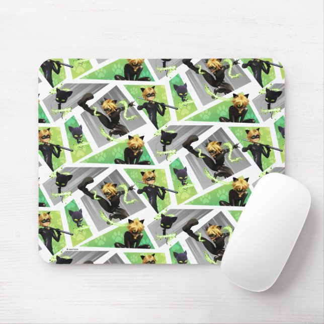 Cat Noir & Plagg Pattern Mouse Pad (With Mouse)