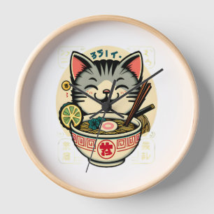 Cat Noodle Japanese Anime ga Kawaii Cat Clock